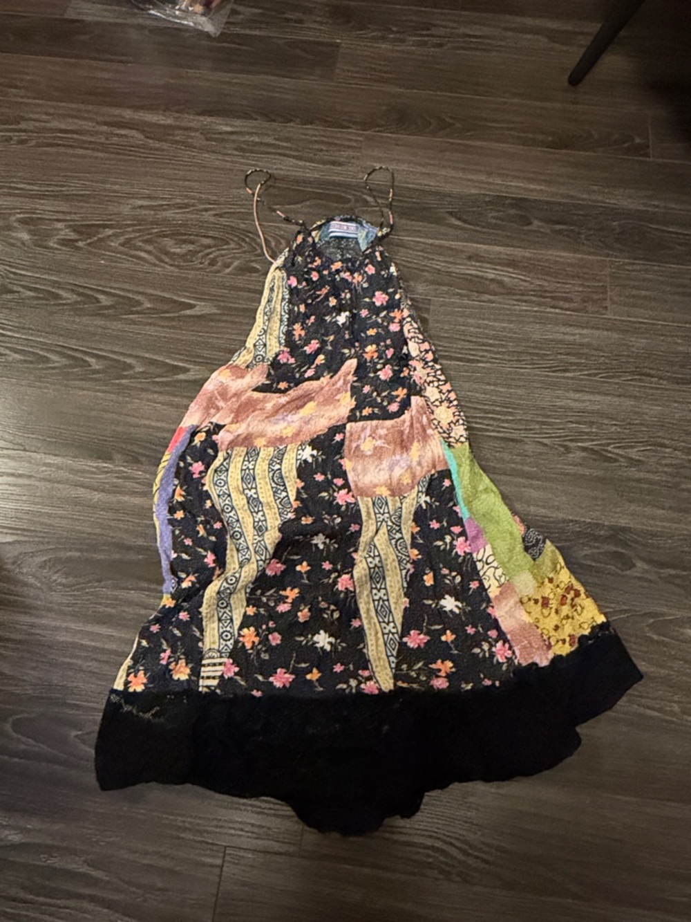 Kimchi Blue Black Floral Patchwork Midi Dress
